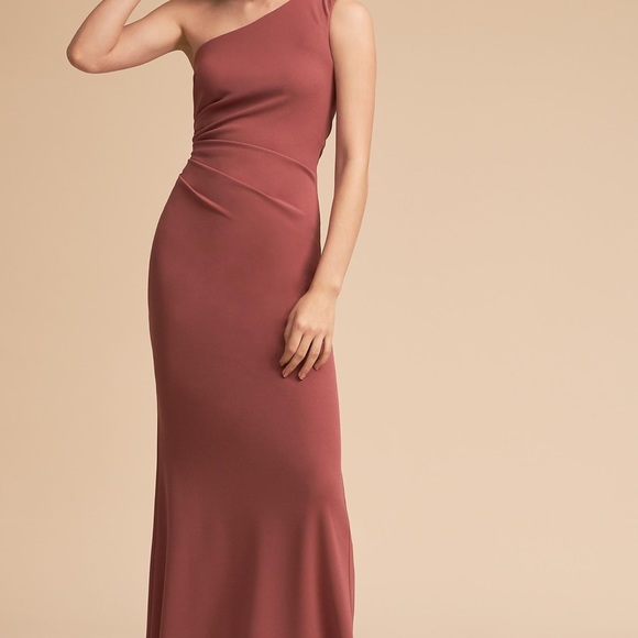 Katie May Pink Gwyneth One Shoulder Column Gown - Picture 1 of 2